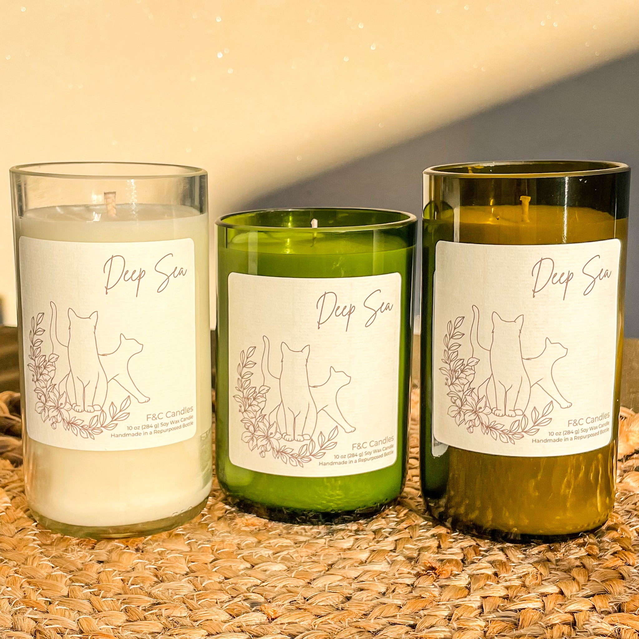 Deep Sea Repurposed Bottle Candle