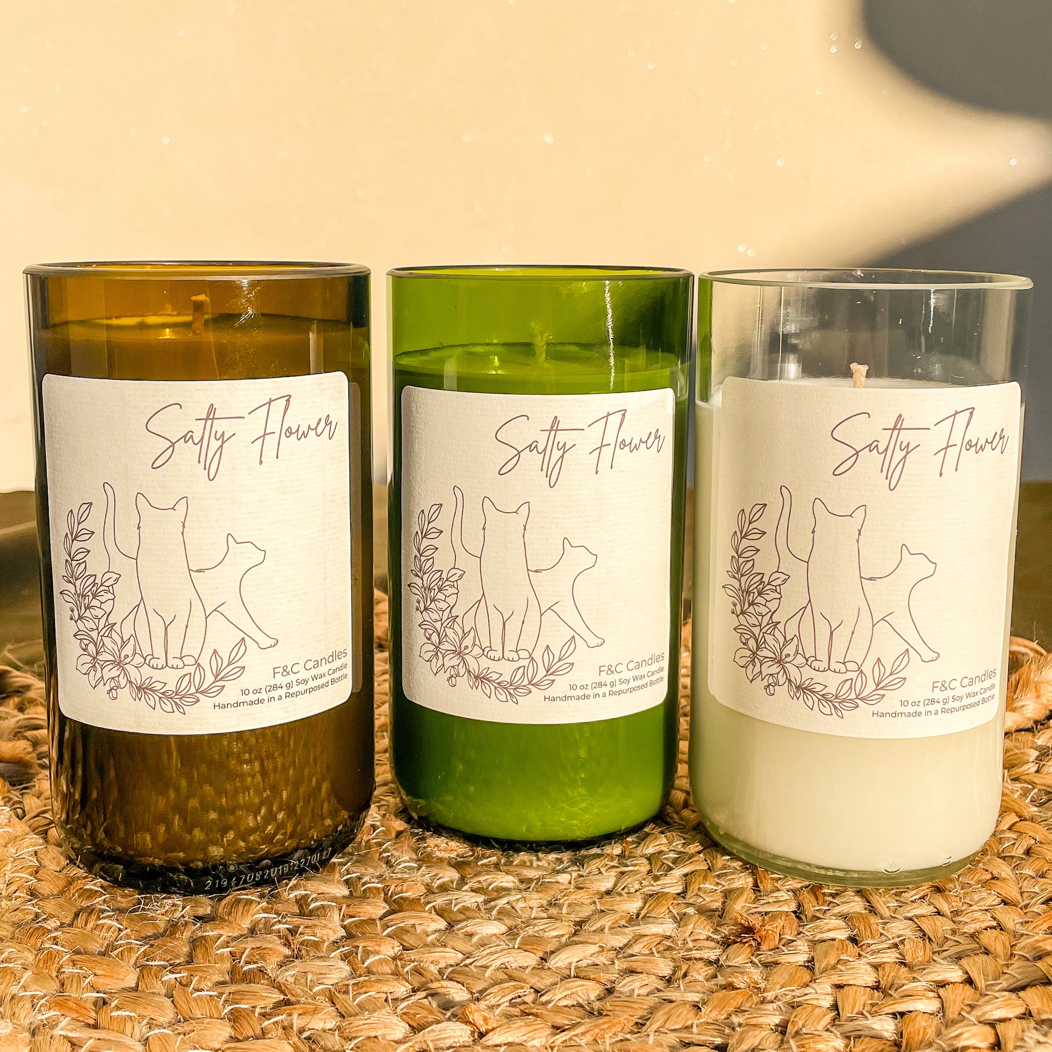 Salty Flower Repurposed Bottle Candle