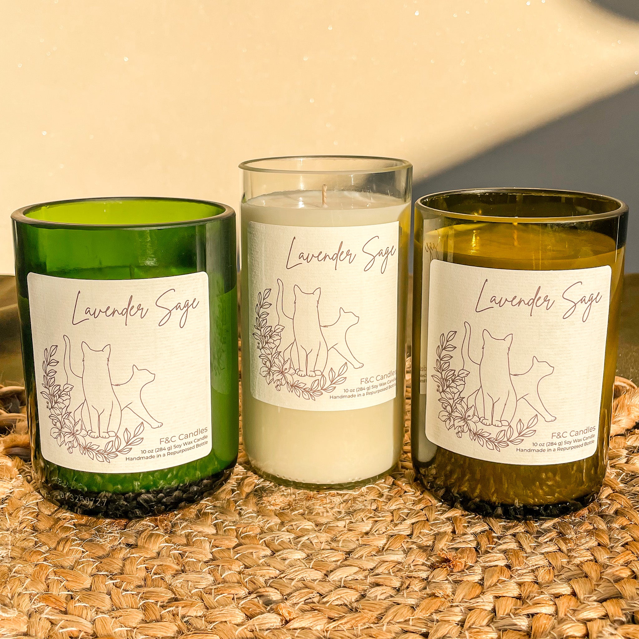 Lavender Sage Repurposed Bottle Candle