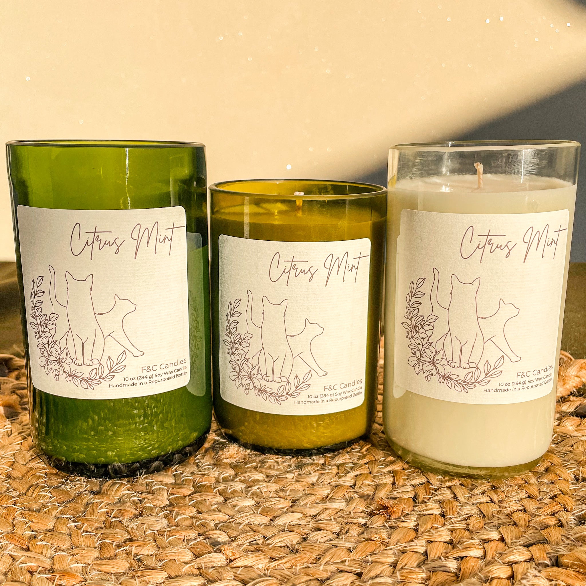 Citrus Mint Repurposed Bottle Candle
