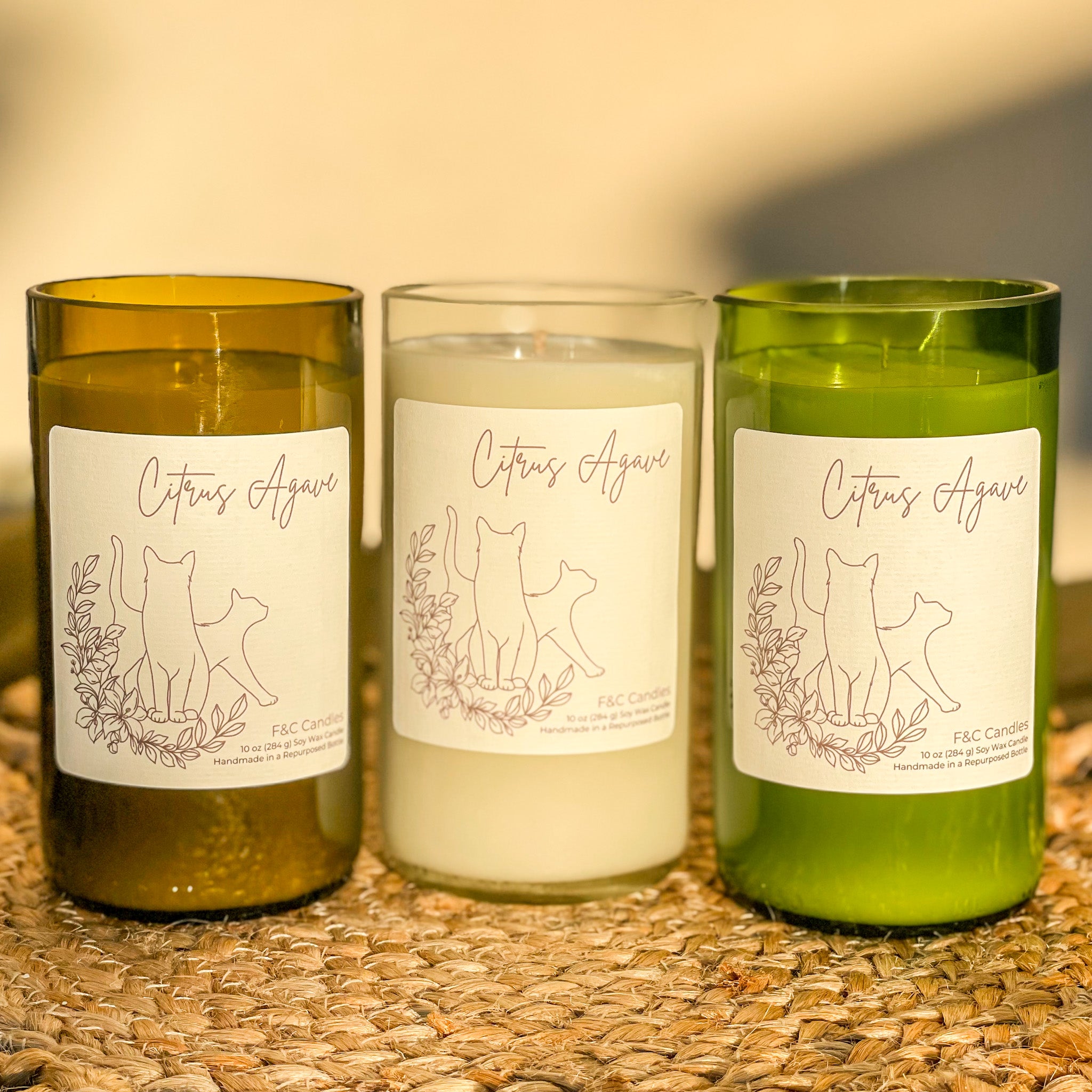 Citrus Agave Repurposed Bottle Candle