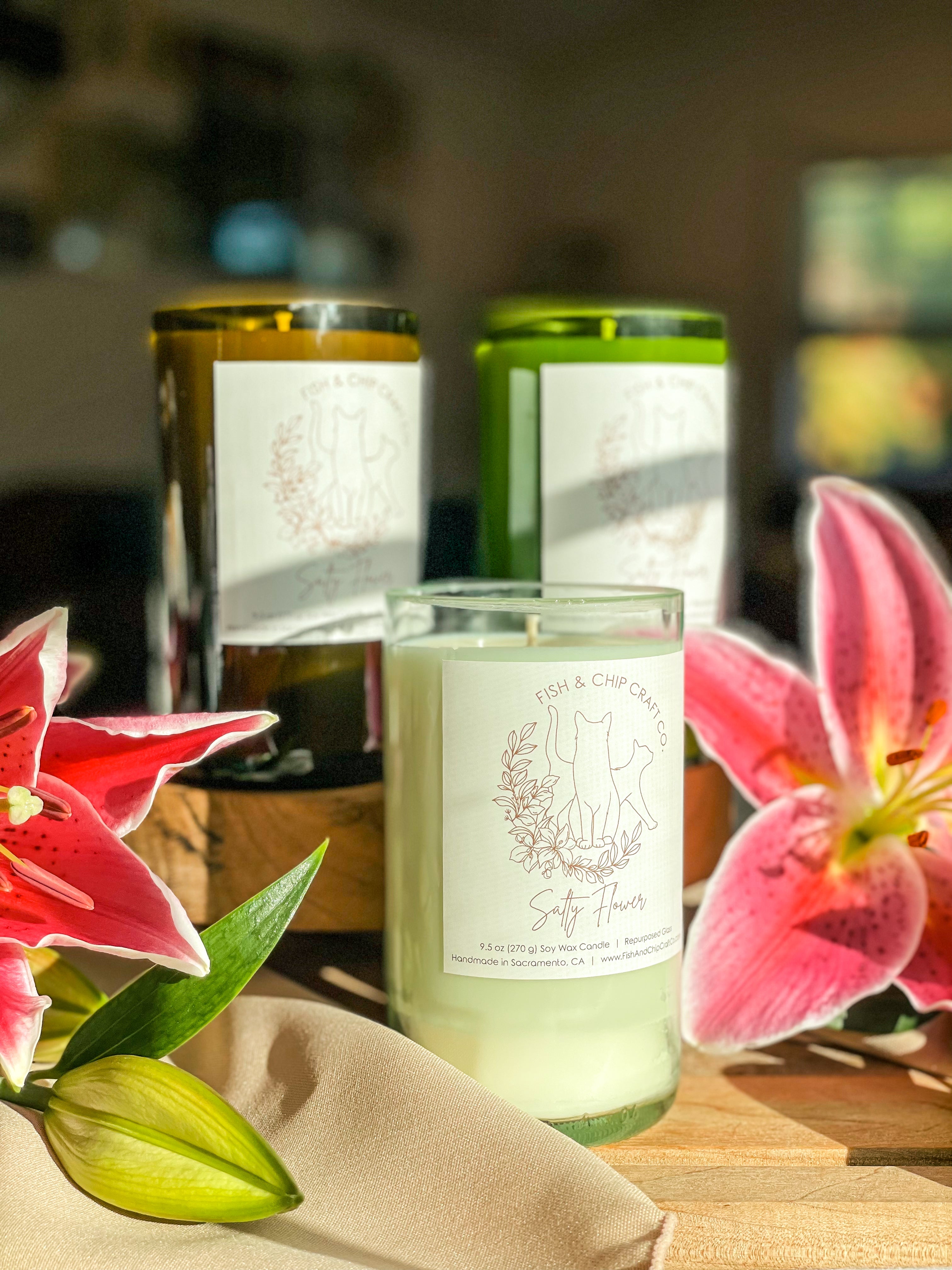 Salty Flower 9.5oz Repurposed Bottle Candle